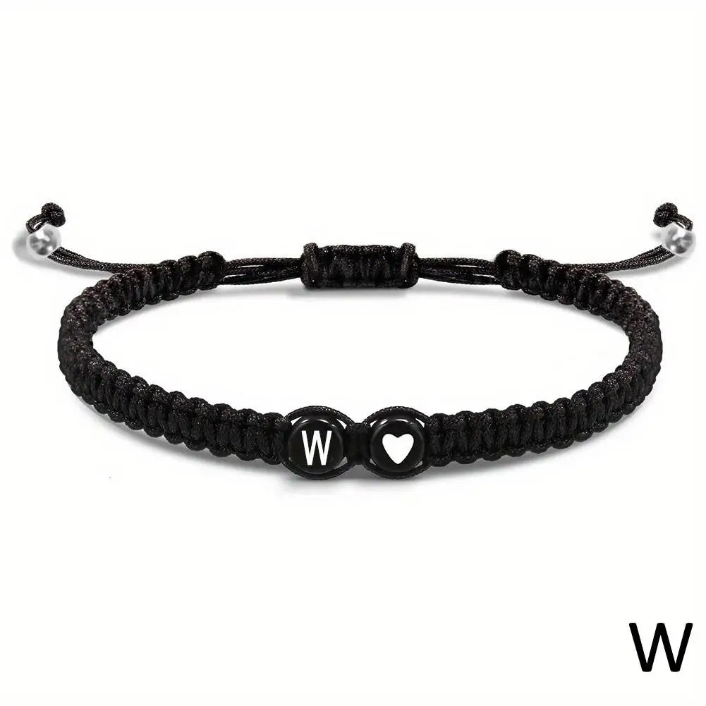 26 Letters Initial Heart Bracelets Adjustable A-Z Name For Women Men Friendship