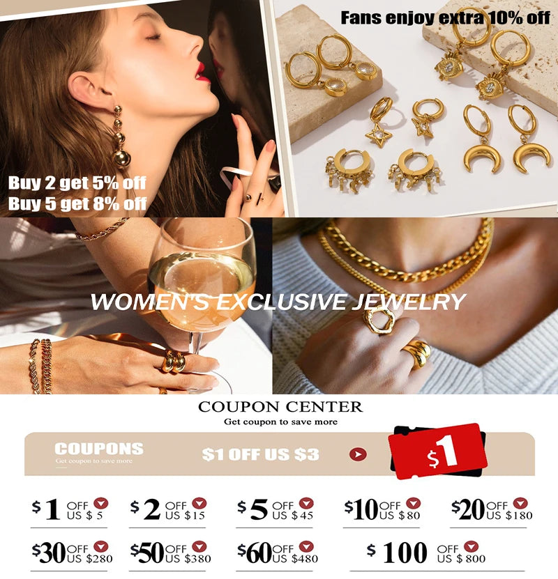 Stainless Bracelet Bangles For Women 18K Gold Chain Waterproof Jewelry