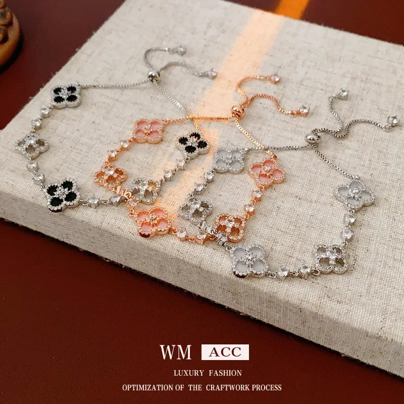 Pink Mother-of-Pearl Four-Leaf Clover Bracelet