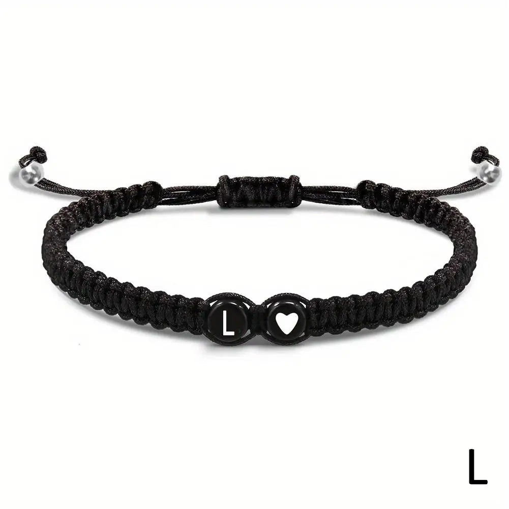 26 Letters Initial Heart Bracelets Adjustable A-Z Name For Women Men Friendship