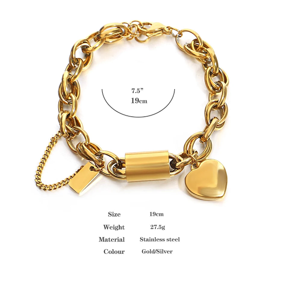Stainless Steel Charm Bracelet Gold