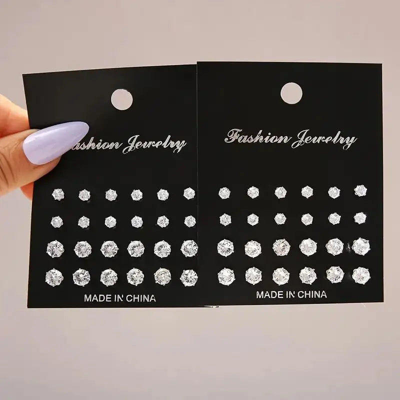 Maximum 36 Pairs Earrings Set for Women Men Versatile Chic Silver