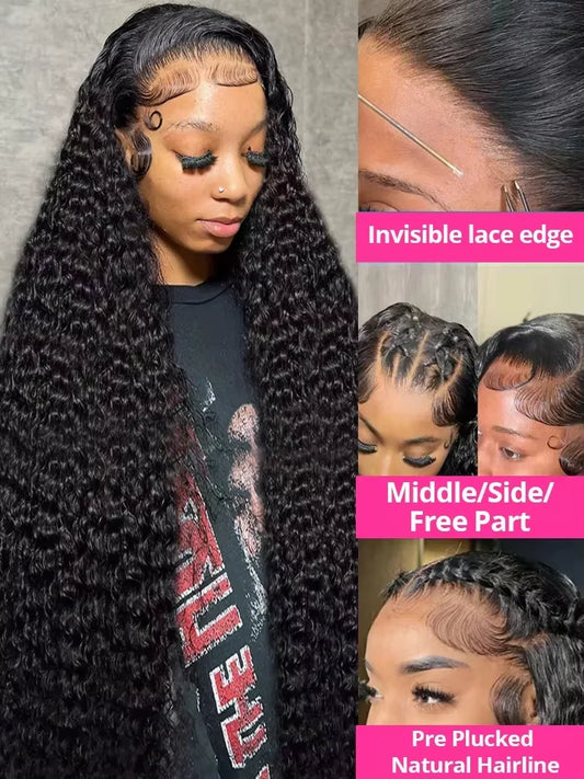 40 46 Inch Deep Wave 13x6 13x4 Lace Front Human Hair Wig 200% Remy Curl 360 Full Lace Frontal Wig Human Hair For Black Women