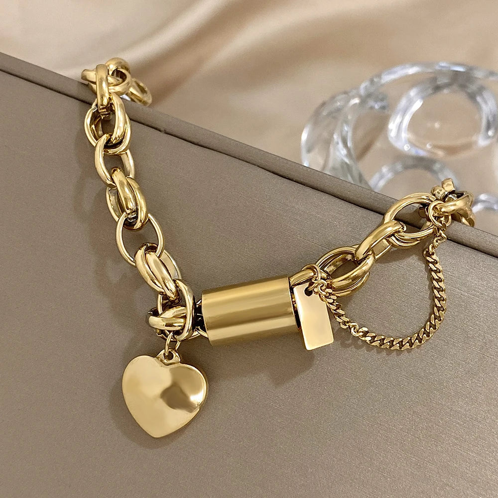 Stainless Steel Charm Bracelet Gold