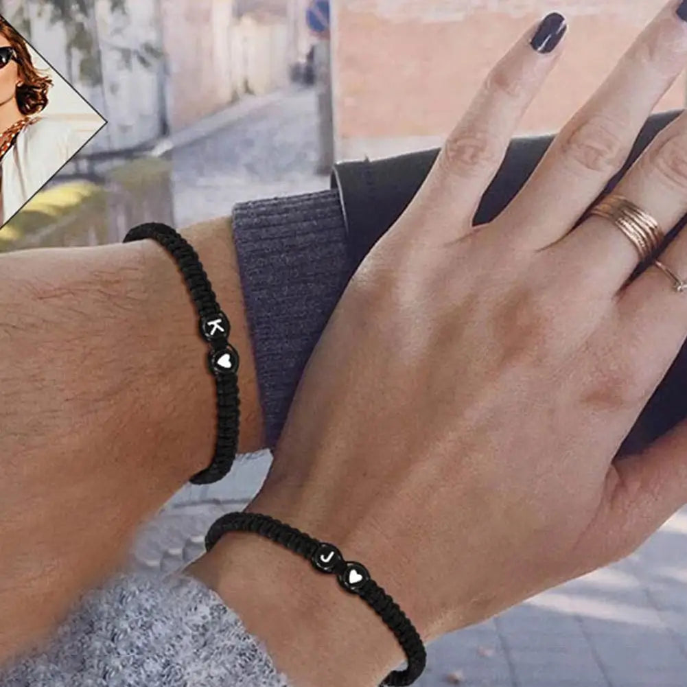 26 Letters Initial Heart Bracelets Adjustable A-Z Name For Women Men Friendship