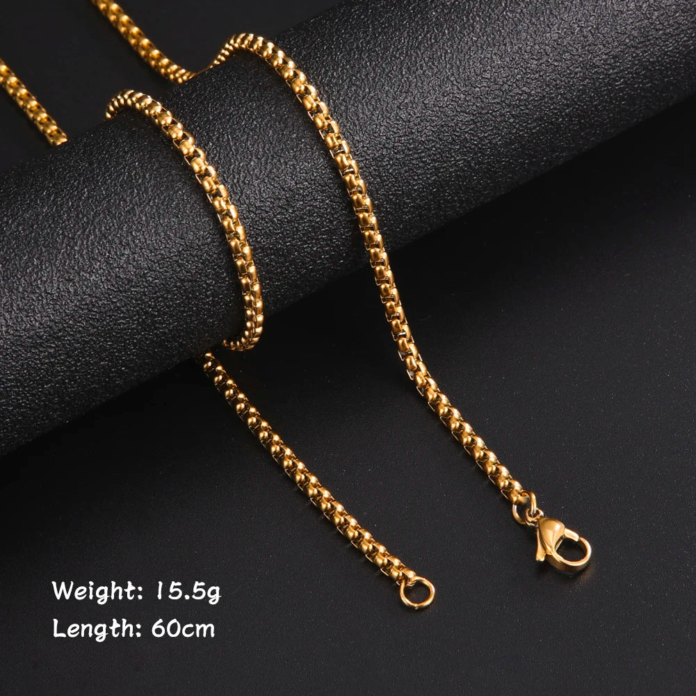 Chain Necklace Men Stainless Steel Black Gold Color Link Chains