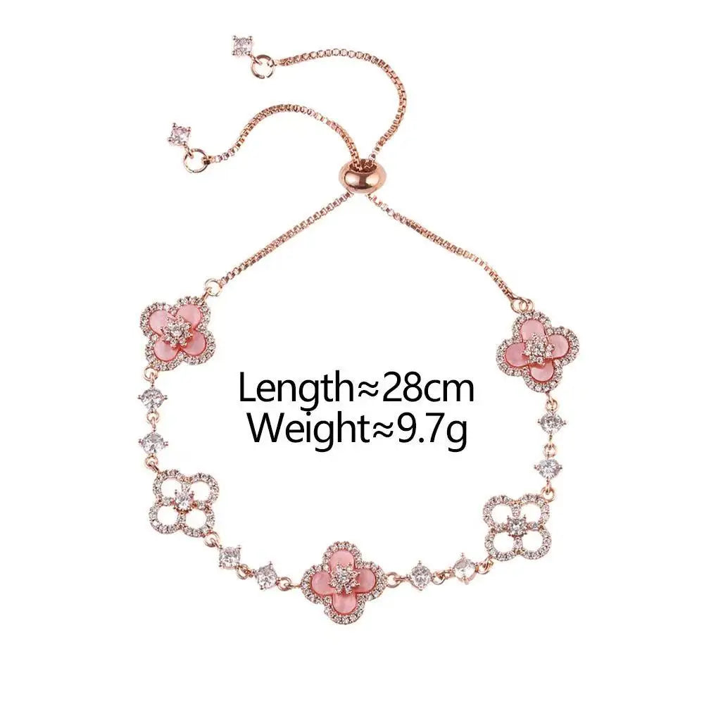 Pink Mother-of-Pearl Four-Leaf Clover Bracelet