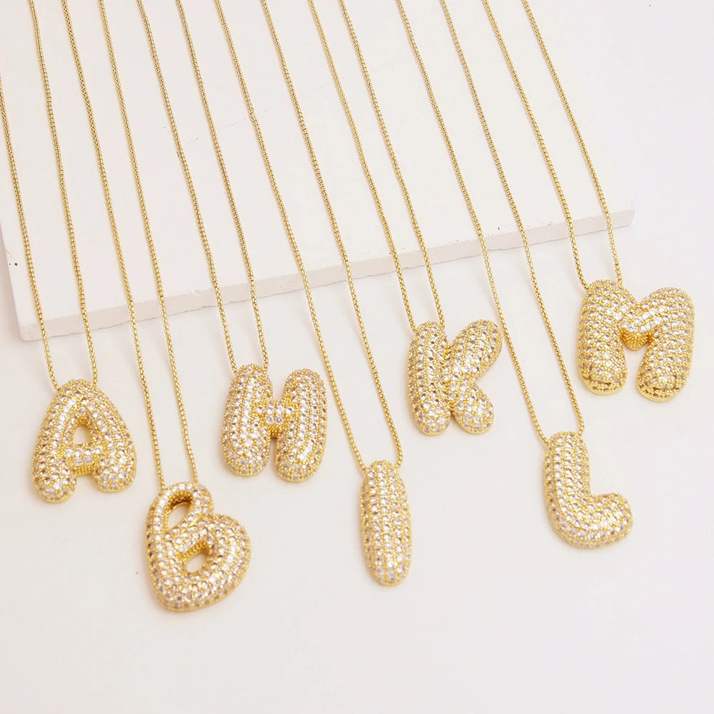 A-Z Letters Necklace Women Men Stainless Steel Chain Alphabet Gold