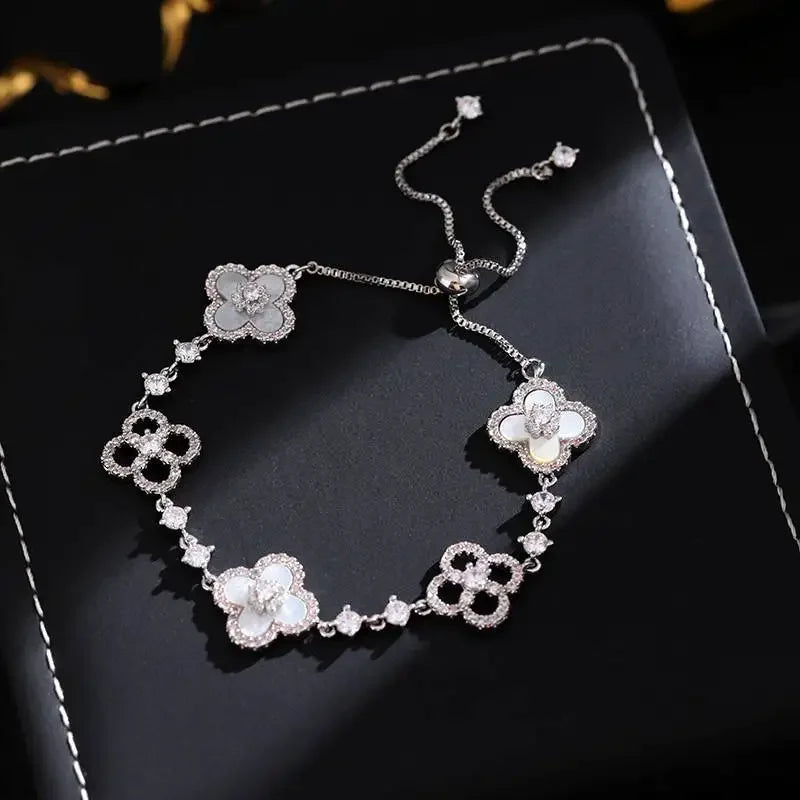Pink Mother-of-Pearl Four-Leaf Clover Bracelet