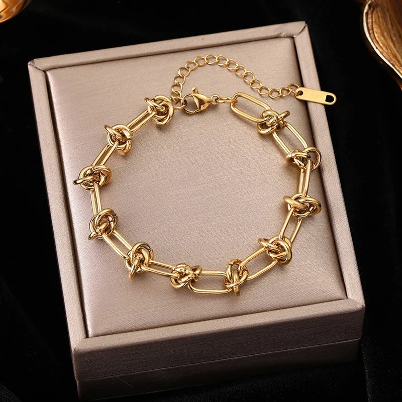 Stainless Bracelet Bangles For Women 18K Gold Chain Waterproof Jewelry