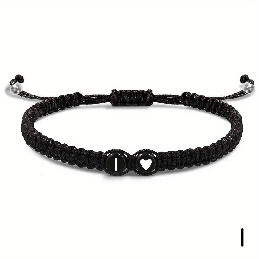26 Letters Initial Heart Bracelets Adjustable A-Z Name For Women Men Friendship