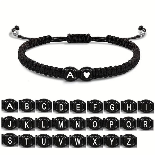 26 Letters Initial Heart Bracelets Adjustable A-Z Name For Women Men Friendship