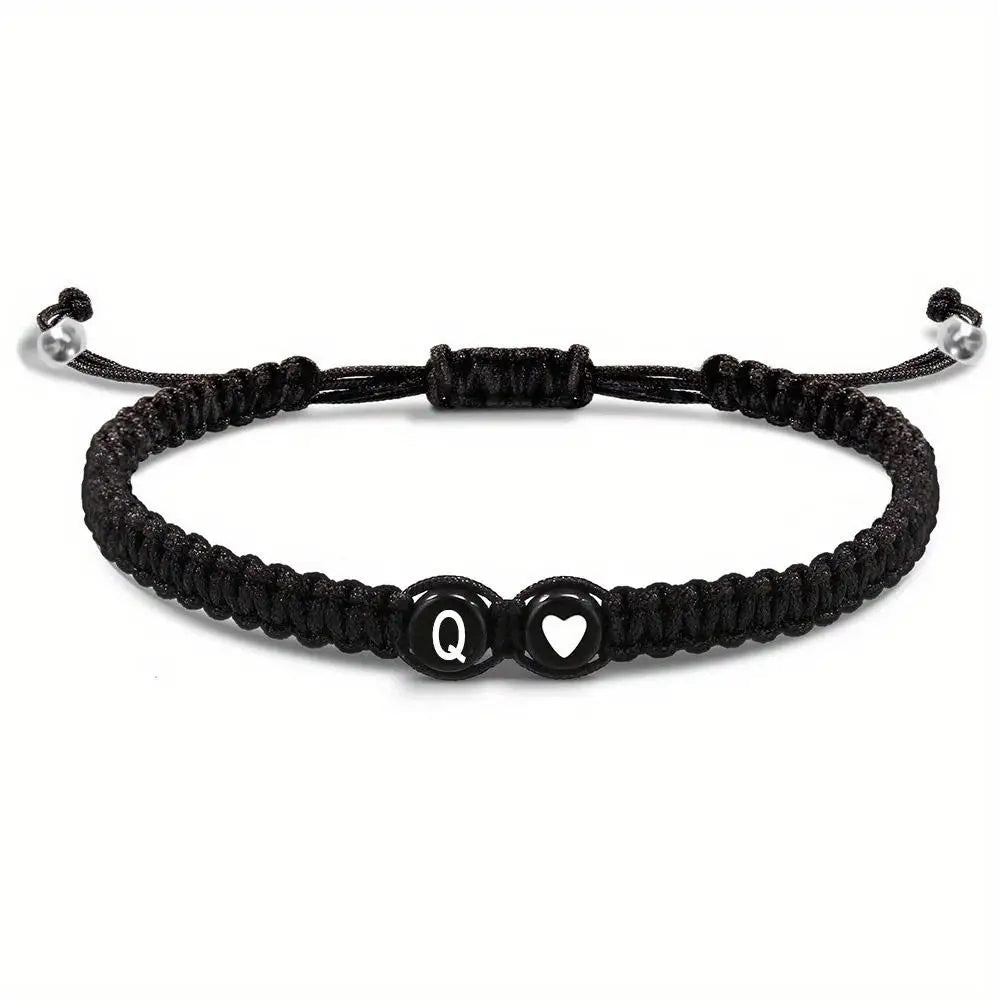 26 Letters Initial Heart Bracelets Adjustable A-Z Name For Women Men Friendship