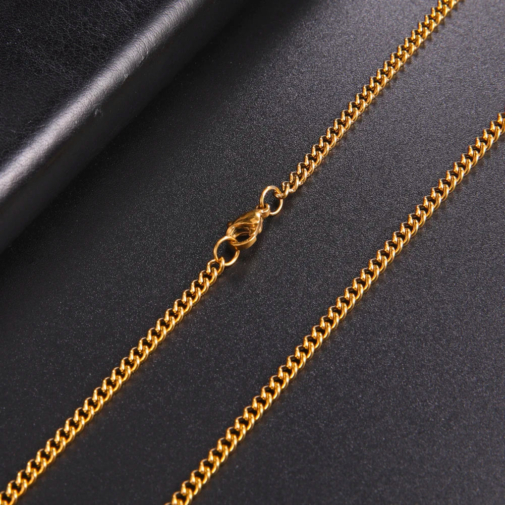 60cm Long Box Chain Necklace Men Stainless Steel Black Gold Color Link Chains