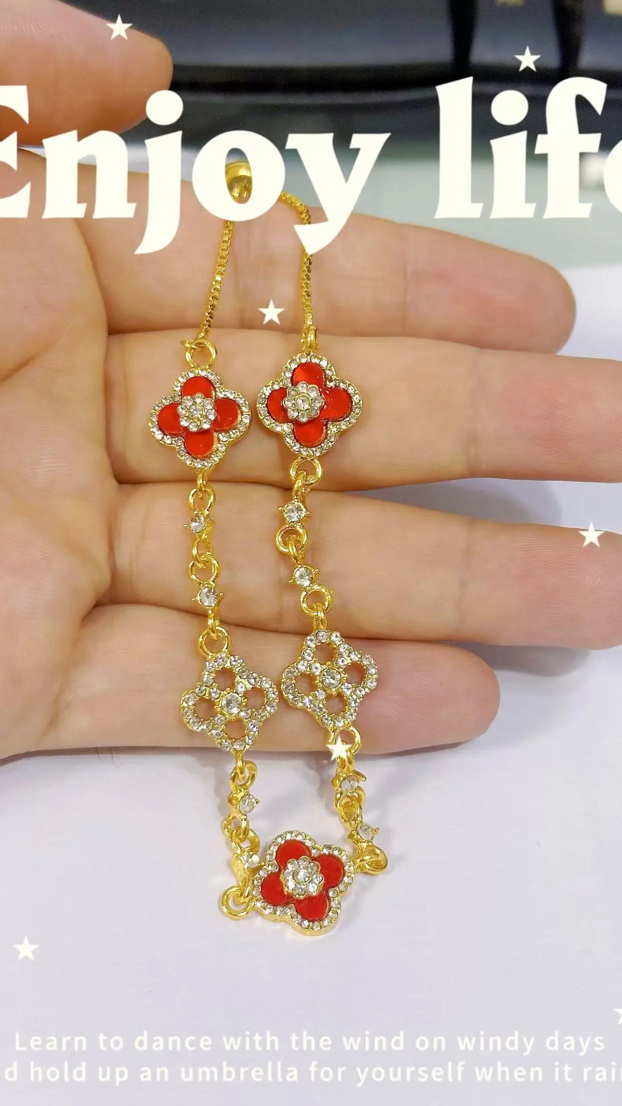 Pink Mother-of-Pearl Four-Leaf Clover Bracelet