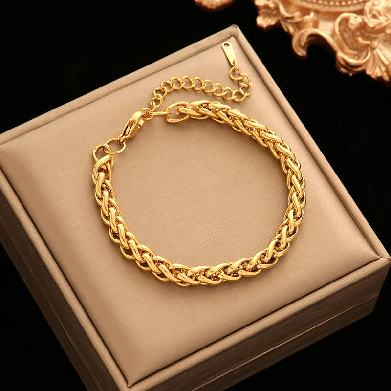 Stainless Bracelet Bangles For Women 18K Gold Chain Waterproof Jewelry