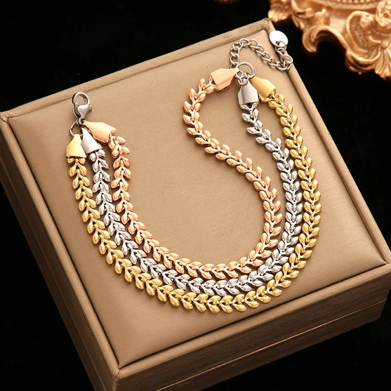 Stainless Bracelet Bangles For Women 18K Gold Chain Waterproof Jewelry