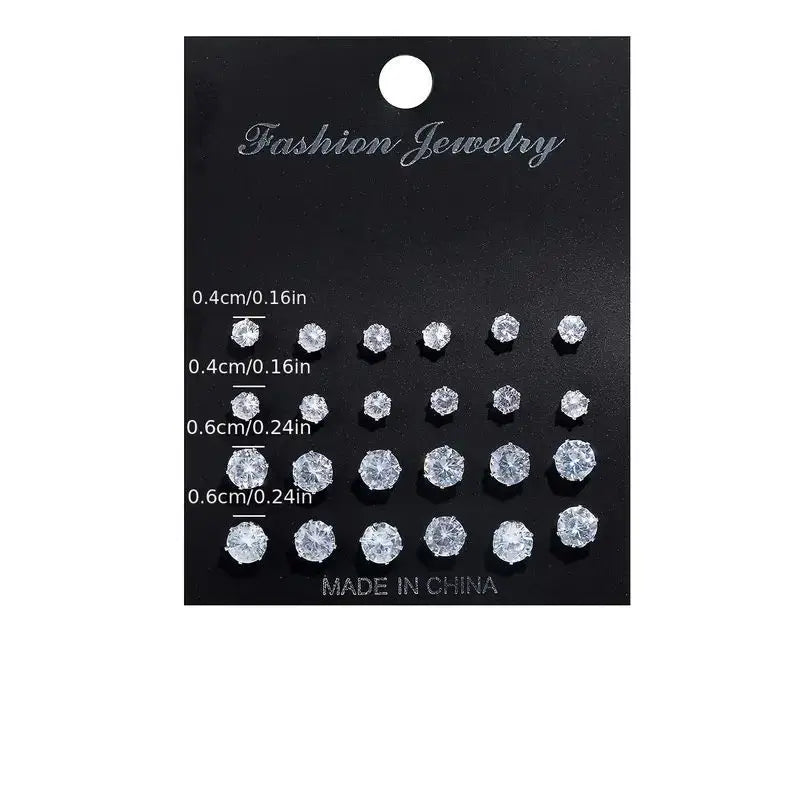 Maximum 36 Pairs Earrings Set for Women Men Versatile Chic Silver
