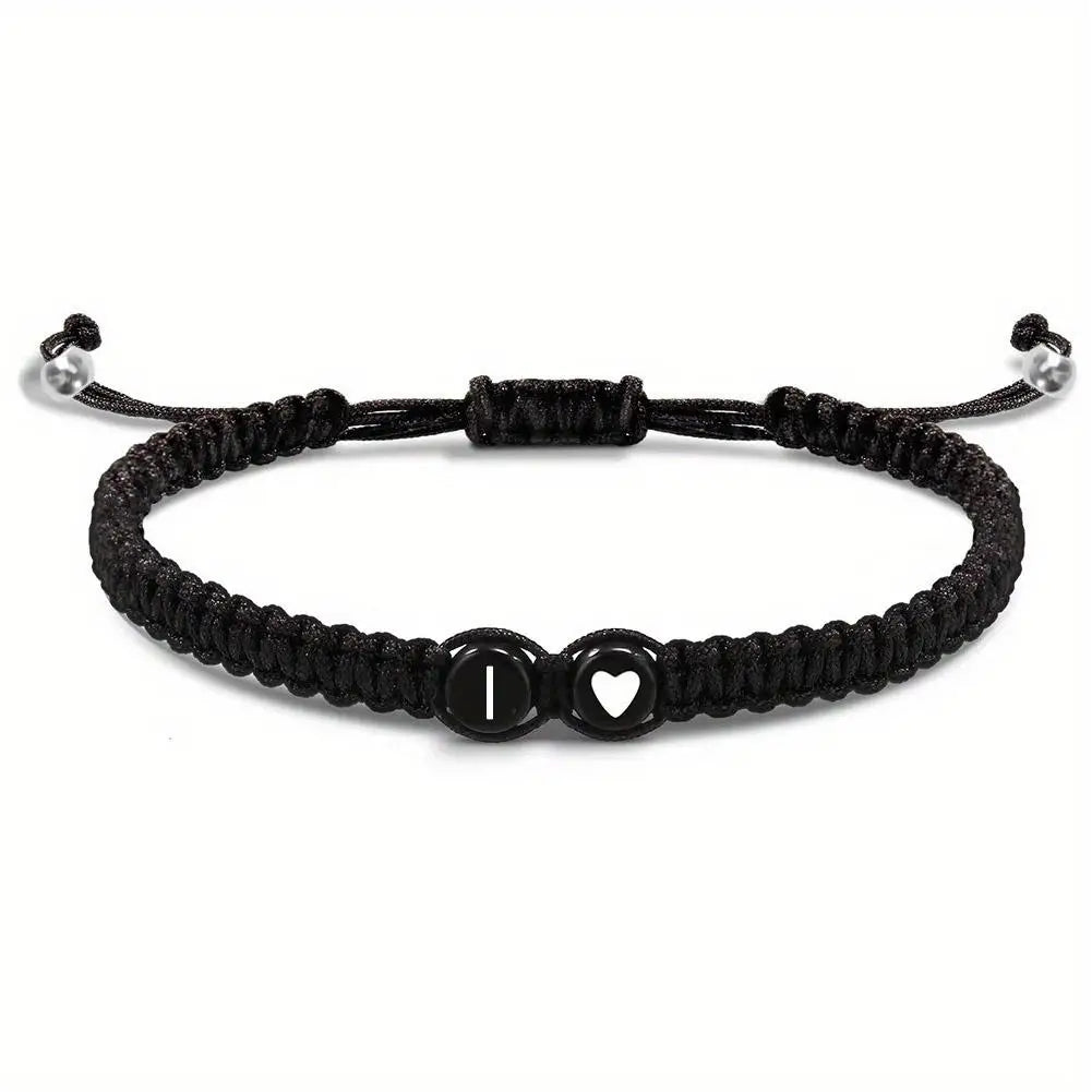 26 Letters Initial Heart Bracelets Adjustable A-Z Name For Women Men Friendship