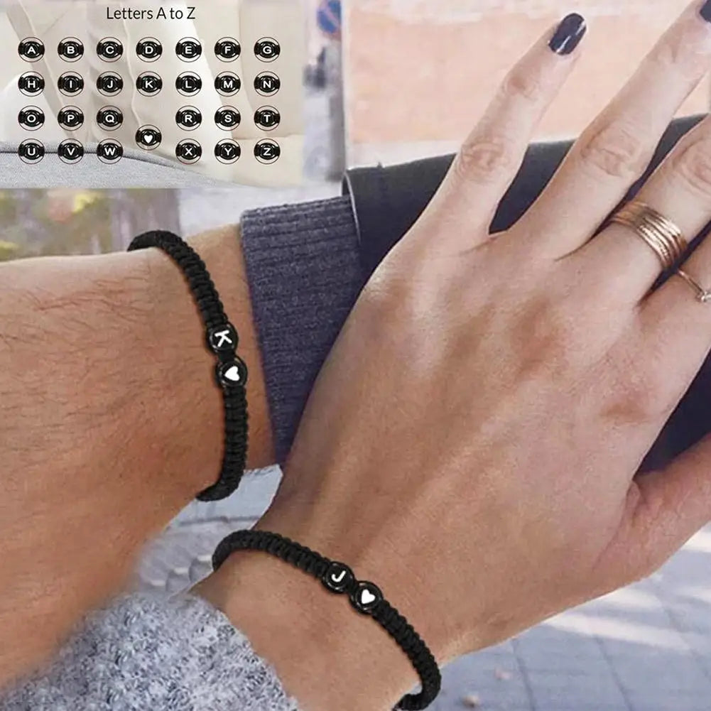 26 Letters Initial Heart Bracelets Adjustable A-Z Name For Women Men Friendship