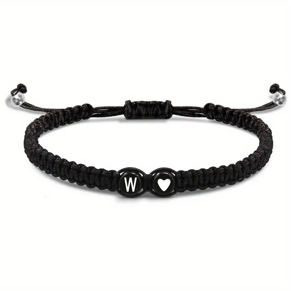 26 Letters Initial Heart Bracelets Adjustable A-Z Name For Women Men Friendship
