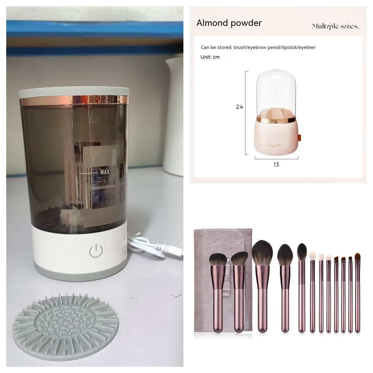 Women Eye Shadow Brush Cleaning Tool Portable Electric Machine With USB Charging Automatic Cosmetic Brush