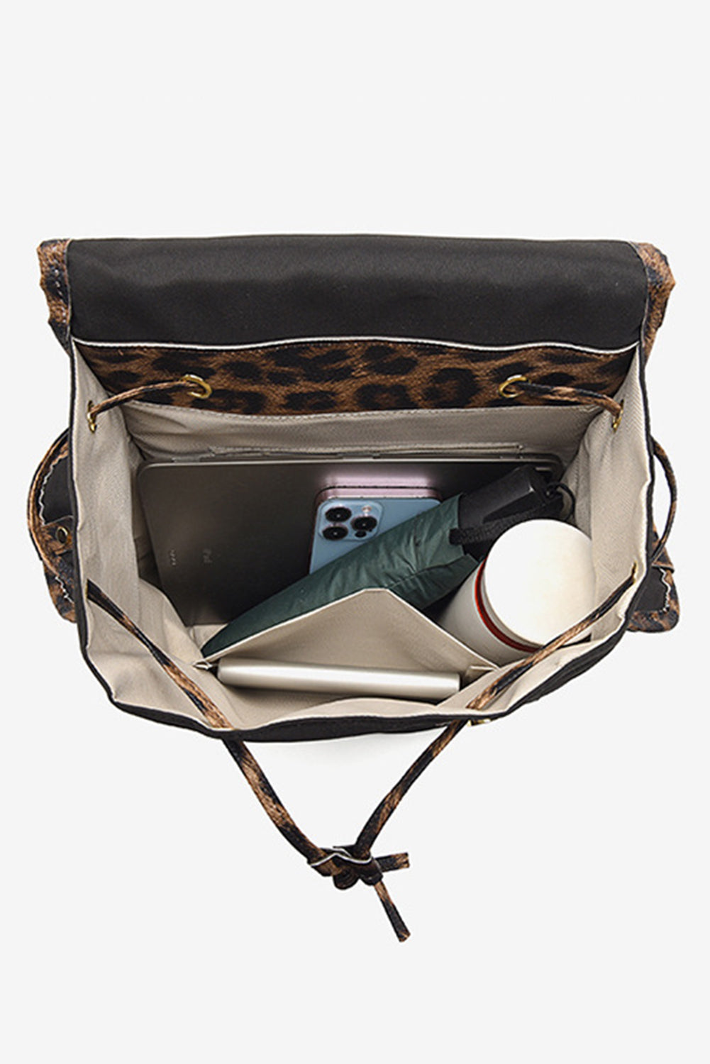 White Leopard Patchwork Casual Backpack