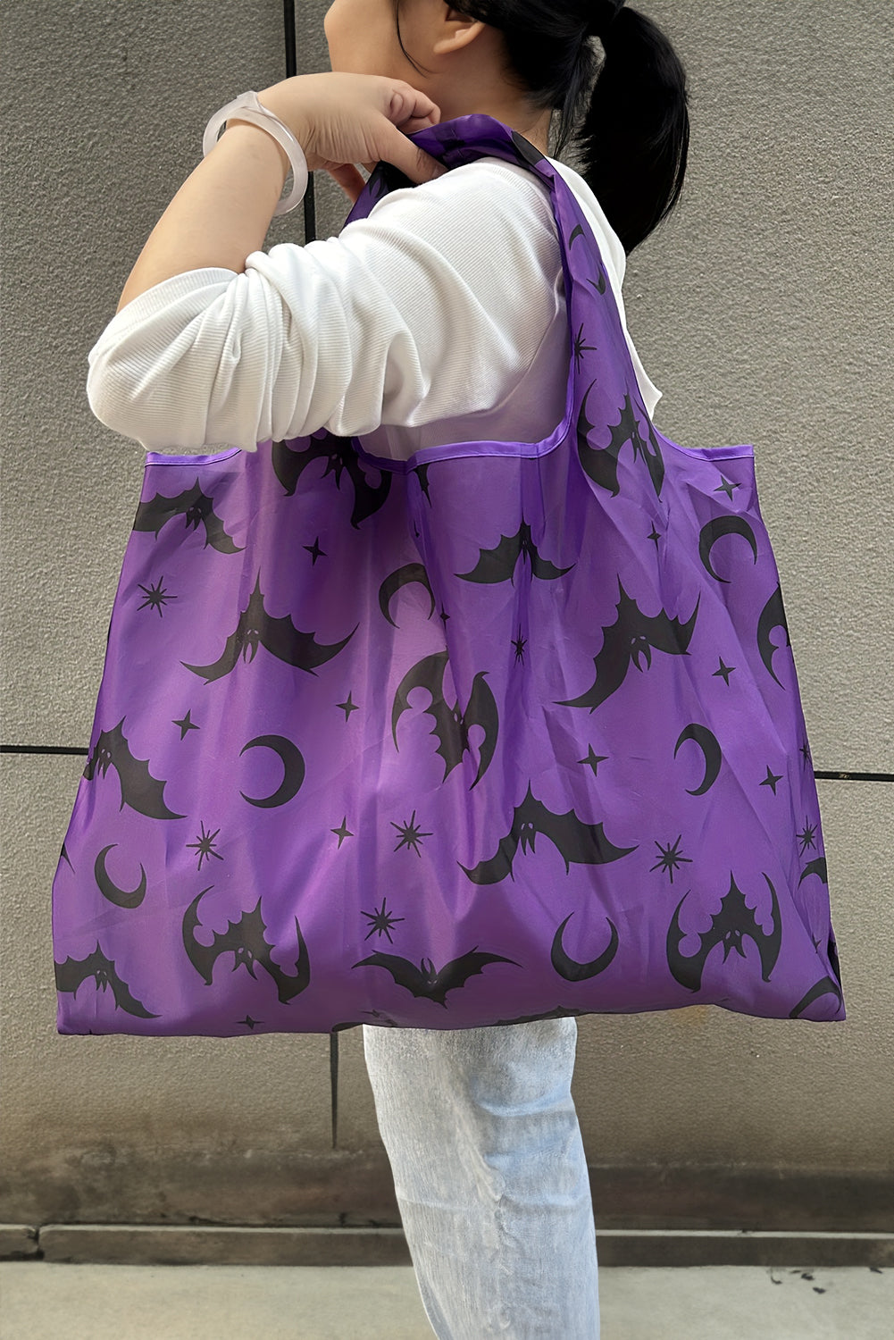 urple Goth Halloween Pumpkin Large Capacity Foldable Tote Bag