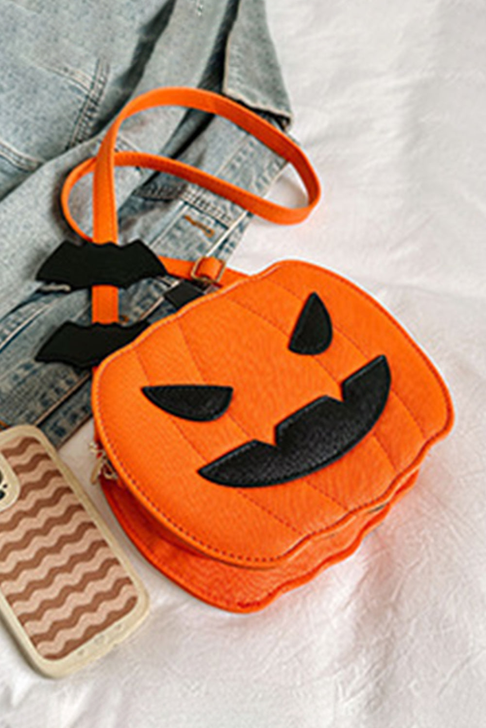 Carrot Halloween Pumpkin PU Shoulder Bag