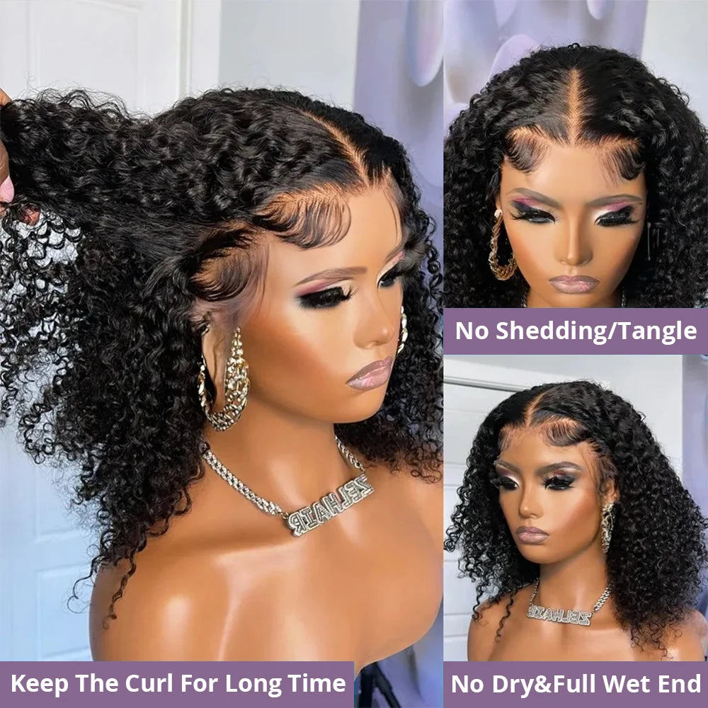 Glue Water Wave 13x4 Bob Wigs Curly 7x5 Glueless Wig Human Hair Lace Frontal Wigs