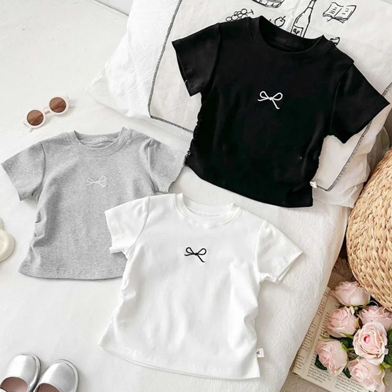 T-shirts for Kids 0-12 Years Cotton Toddler Girl Tops Baby Girls Tees Students Clothes