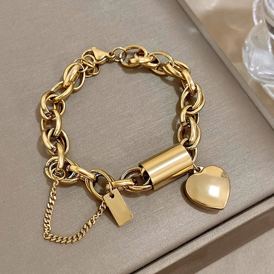 Stainless Steel Charm Bracelet  Gold