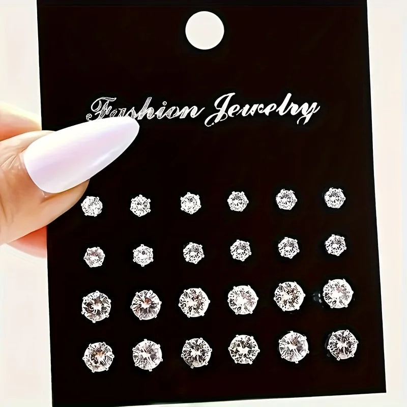 Simple, Elegant and Fashionable 48 Piece Earring Set, Women's  Stainless Steel Earrings
