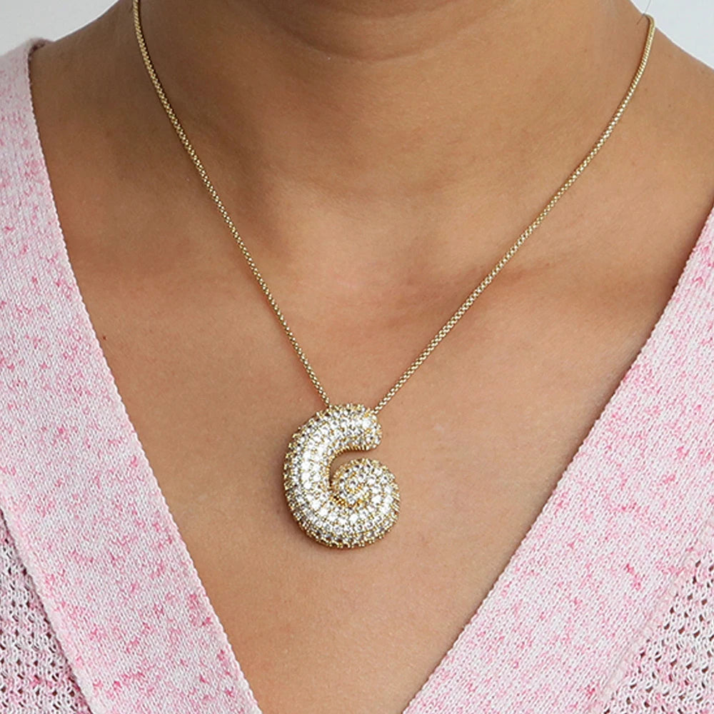 A-Z Letters Necklace Women Men Stainless Steel Chain Alphabet Gold