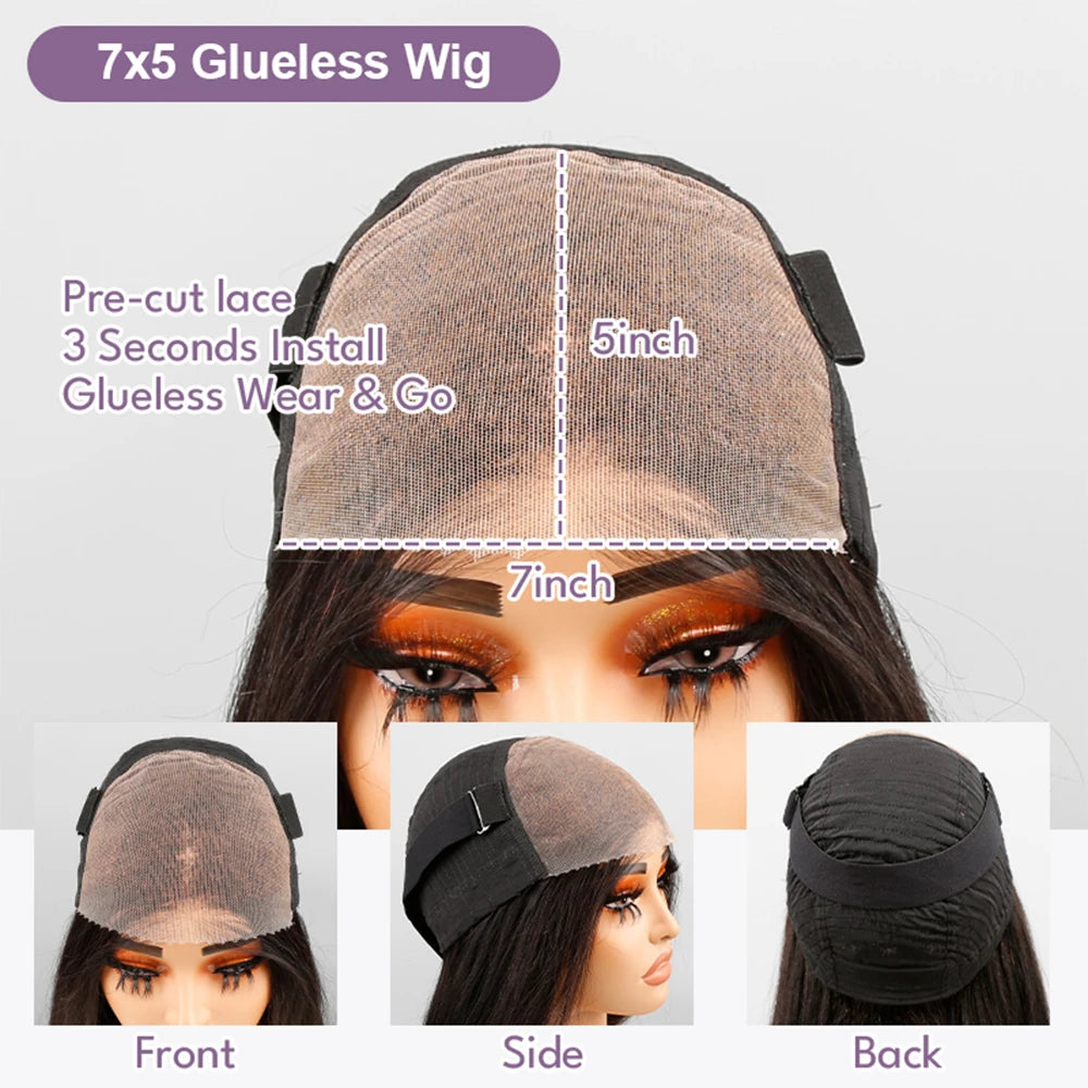 Glue Water Wave 13x4 Bob Wigs Curly 7x5 Glueless Wig Human Hair Lace Frontal Wigs