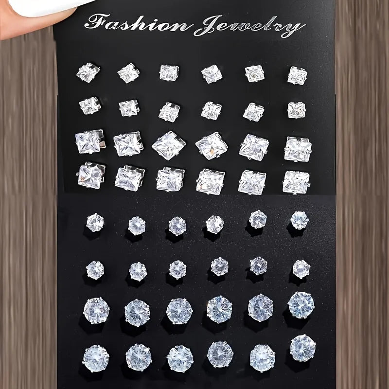 Simple, Elegant and Fashionable 48 Piece Earring Set, Women's  Stainless Steel Earrings