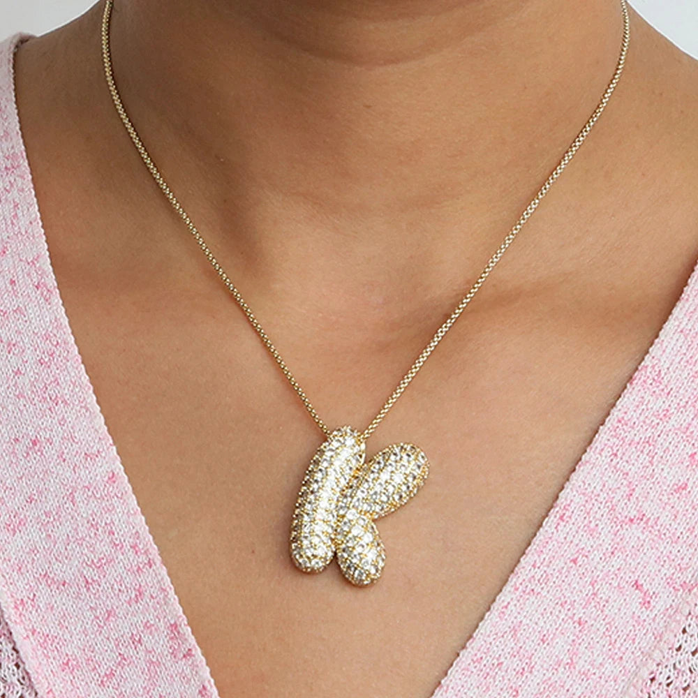 A-Z Letters Necklace Women Men Stainless Steel Chain Alphabet Gold