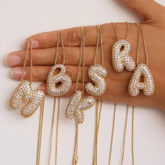 A-Z Letters Necklace Women Men Stainless Steel Chain Alphabet Gold