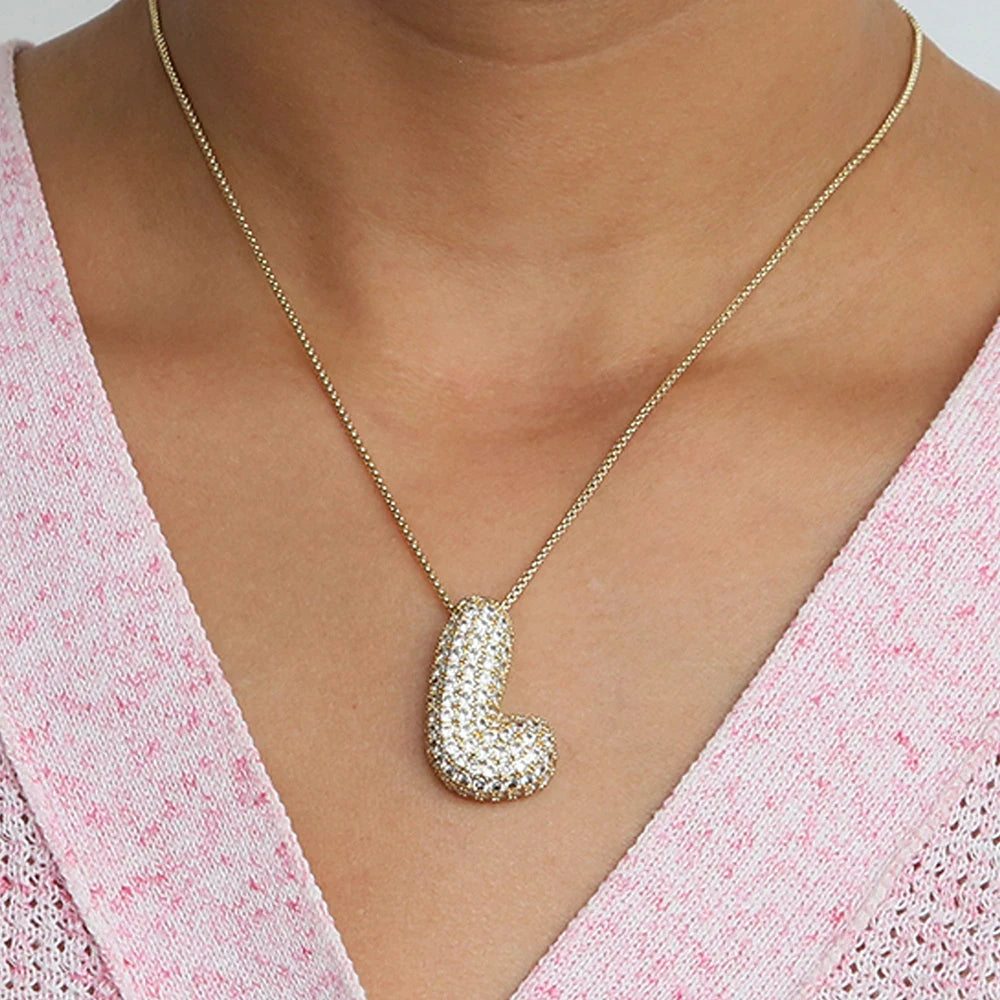 A-Z Letters Necklace Women Men Stainless Steel Chain Alphabet Gold