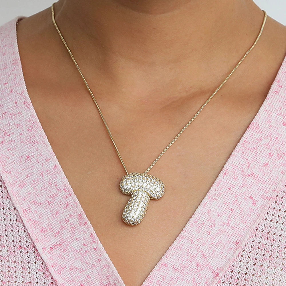 A-Z Letters Necklace Women Men Stainless Steel Chain Alphabet Gold