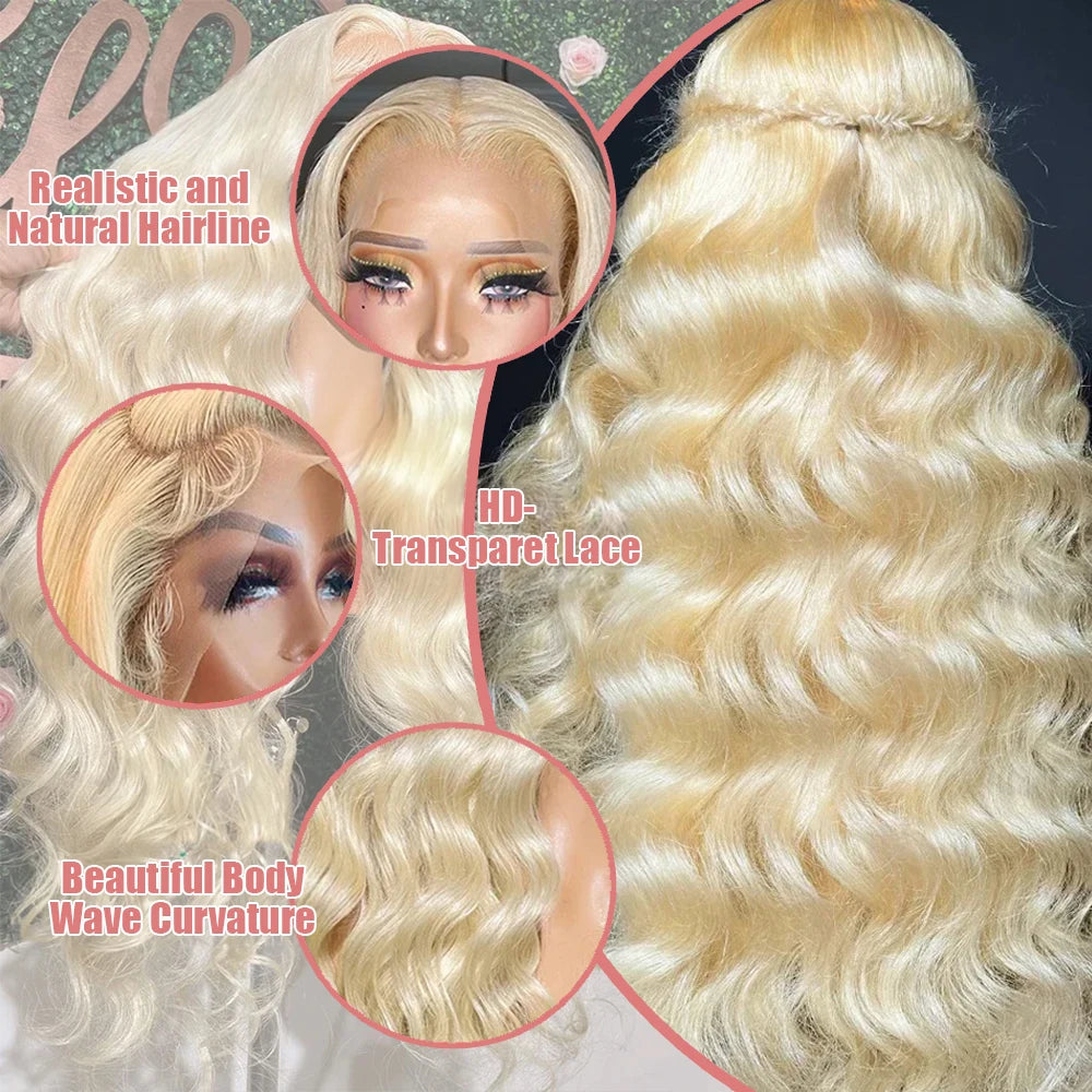 36 40 Inch 613 Honey Blonde Body Wave 250 Density 13x6 HD Lace Front Human Hair Wigs 13x4 HD Lace Frontal Wig for black women