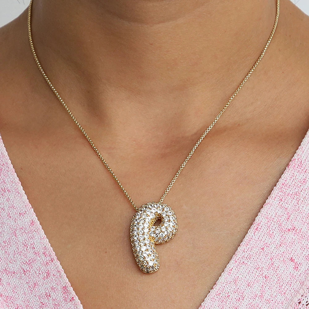 A-Z Letters Necklace Women Men Stainless Steel Chain Alphabet Gold