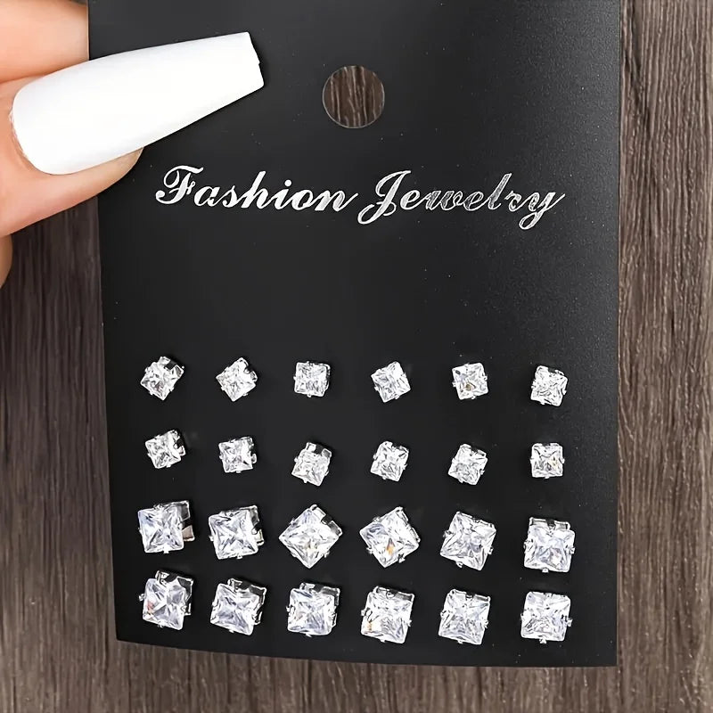 Simple, Elegant and Fashionable 48 Piece Earring Set, Women's  Stainless Steel Earrings