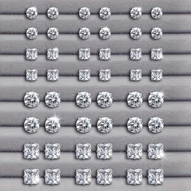 Simple, Elegant and Fashionable 48 Piece Earring Set, Women's  Stainless Steel Earrings