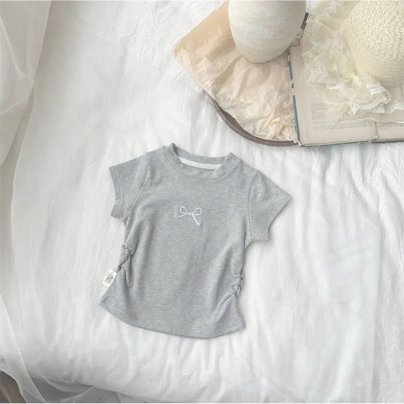 T-shirts for Kids 0-12 Years Cotton Toddler Girl Tops Baby Girls Tees Students Clothes