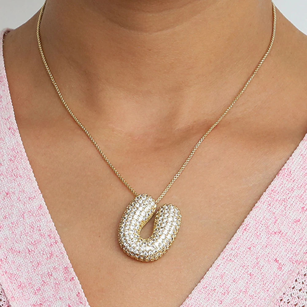 A-Z Letters Necklace Women Men Stainless Steel Chain Alphabet Gold
