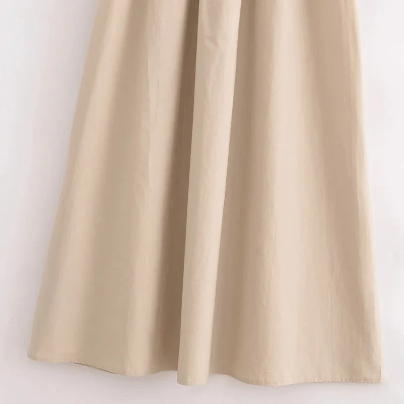 TRAF Khaki Elegant Long Dresses Women's