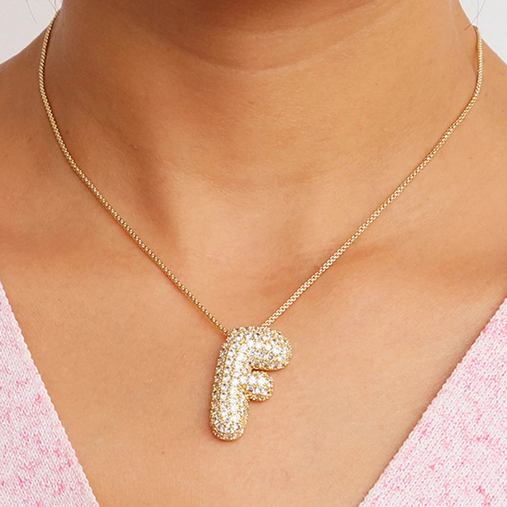 A-Z Letters Necklace Women Men Stainless Steel Chain Alphabet Gold
