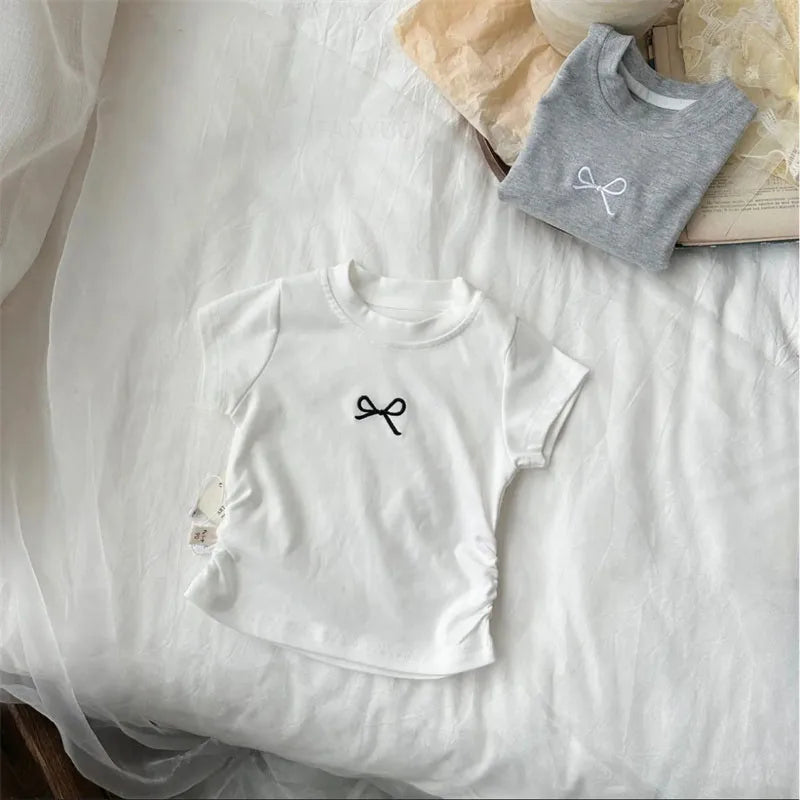T-shirts for Kids 0-12 Years Cotton Toddler Girl Tops Baby Girls Tees Students Clothes
