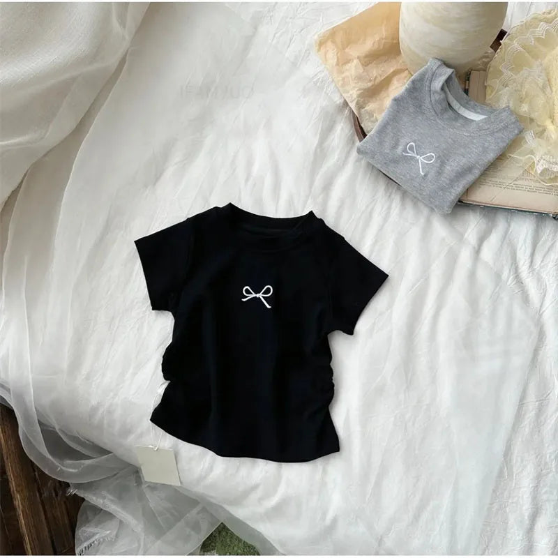 T-shirts for Kids 0-12 Years Cotton Toddler Girl Tops Baby Girls Tees Students Clothes